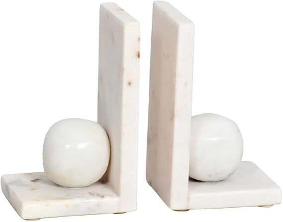 India Handicrafts Ball White 6 x 4 Marbled Decorative Bookends Set of 2 | Amazon (US)