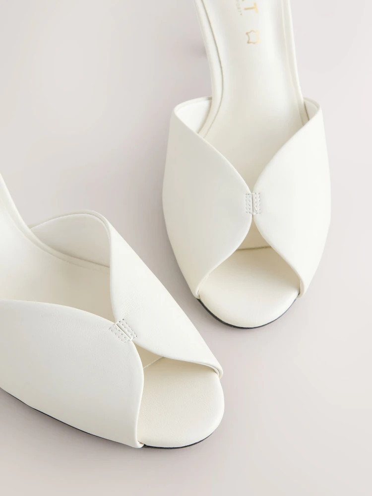 Knochen - Forever Comfort\u00ae Leather Peeptoe Mule Heels | Next EU