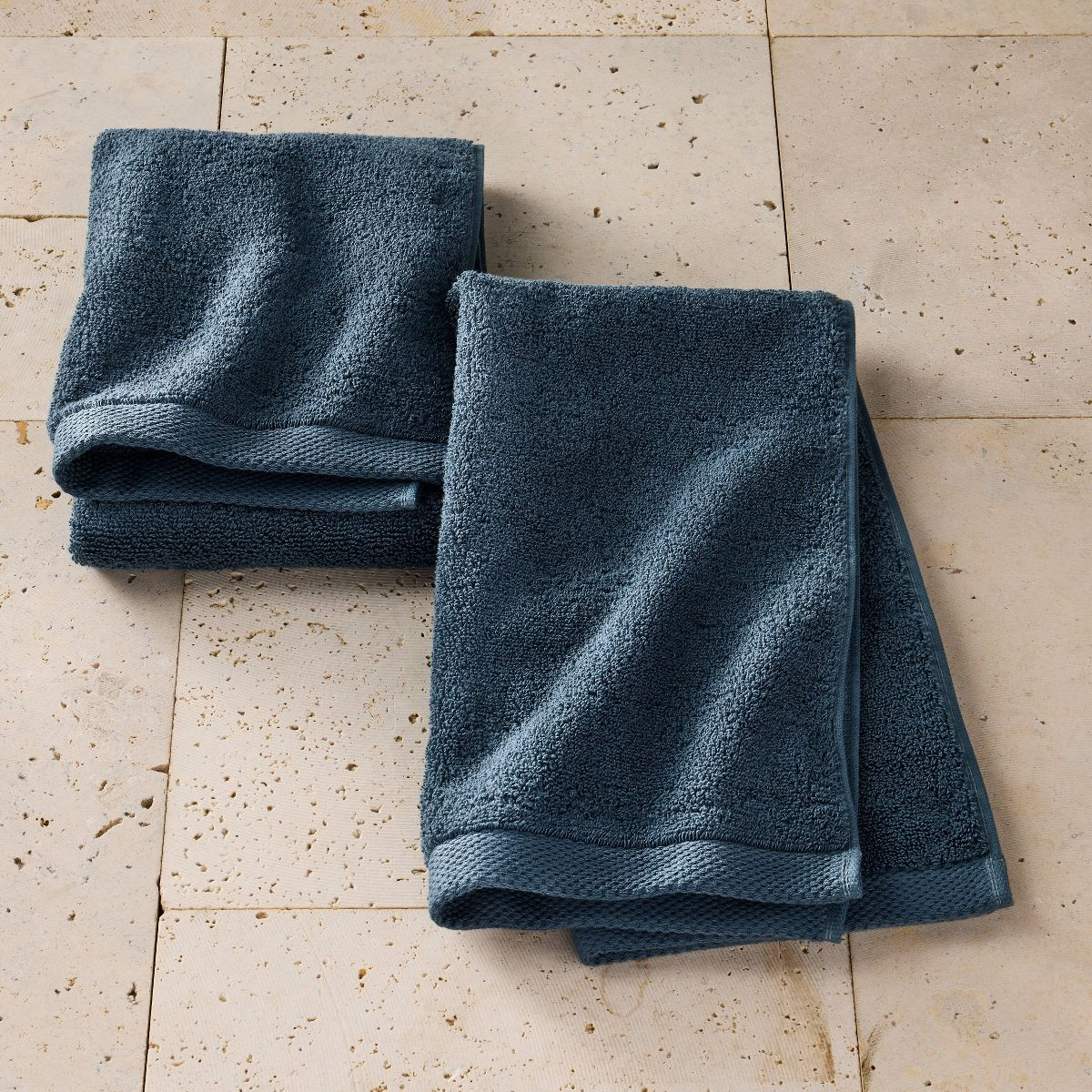 2pk Organic Hand Towel Dark Mineral Blue - Casaluna™ | Target