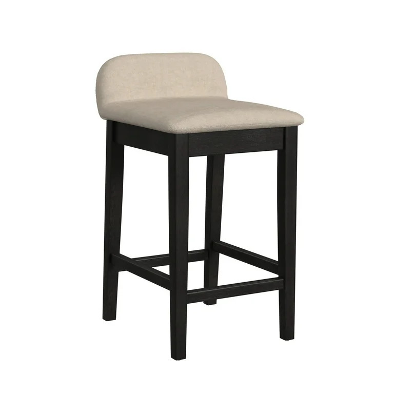 Hillsdale Maydena 26.25 Wood Contemporary Counter Stool in Black/Light Beige | Walmart (US)