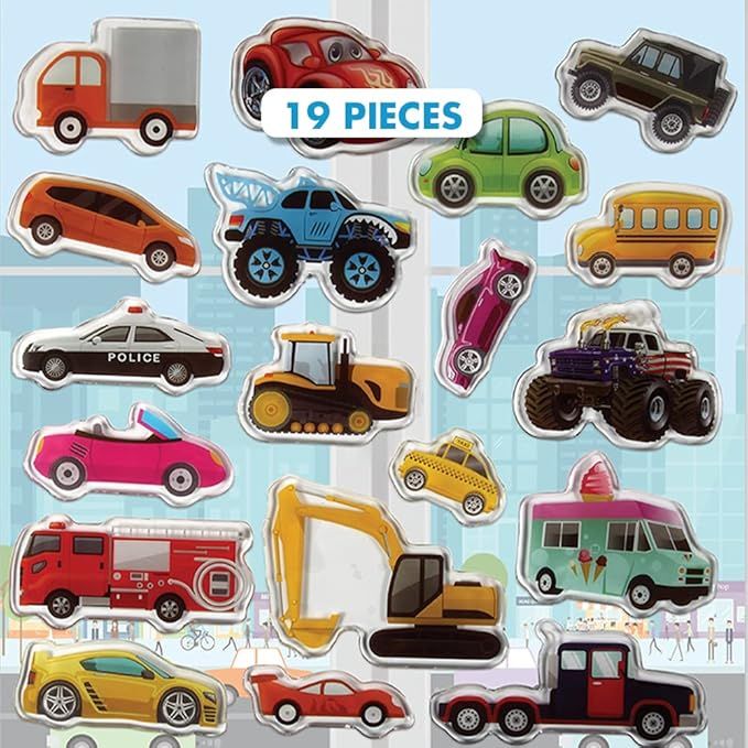 Cars Trucks & Construction Gel Window Clings for Kids - Window Stickers for Toddlers, Monster Tru... | Amazon (US)