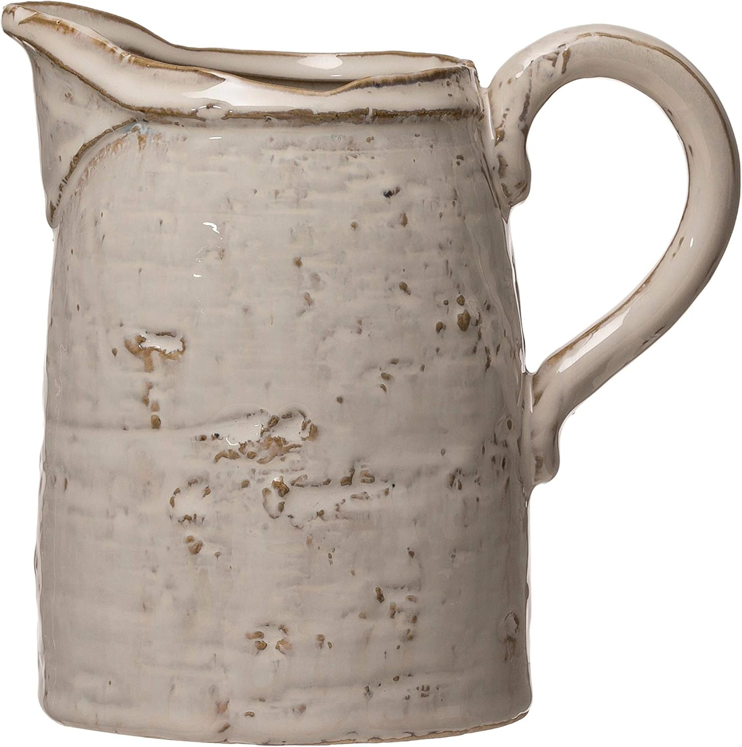 Creative Co-Op 28 oz. Stoneware, Reactive Glaze, White (Each One Will Vary) Pitcher, 6.25" | Amazon (US)