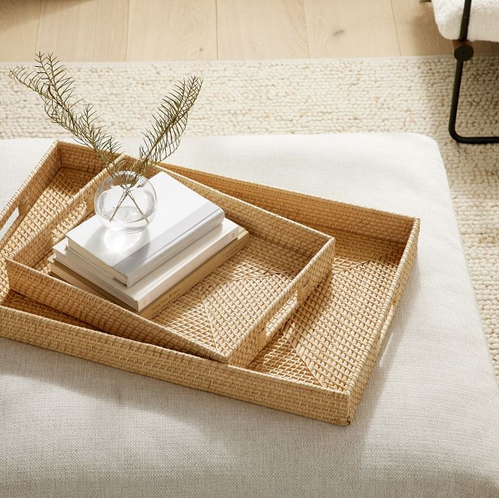 Merida Rattan Trays - Rectangle | West Elm (US)
