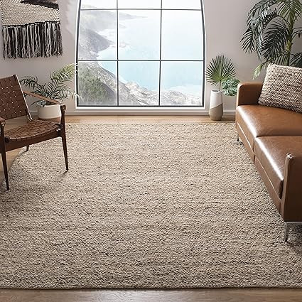 SAFAVIEH Natura Collection Area Rug - 8' x 10', Beige, Handmade Wool, Ideal for High Traffic Area... | Amazon (US)