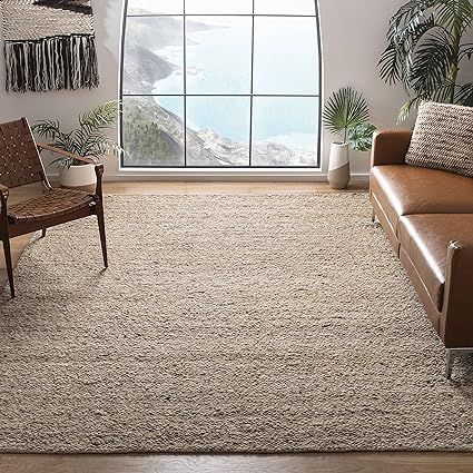SAFAVIEH Natura Collection Area Rug - 8' x 10', Beige, Handmade Wool, Ideal for High Traffic Area... | Amazon (US)