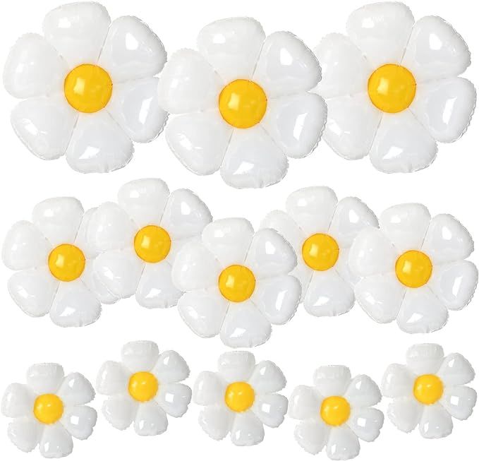 NOVWANG Daisy Balloons, 18pcs White Daisy Flower Balloons Party Decorations for Birthday Wedding ... | Amazon (US)