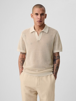 Linen-Blend Textured Polo Shirt | Gap (US)