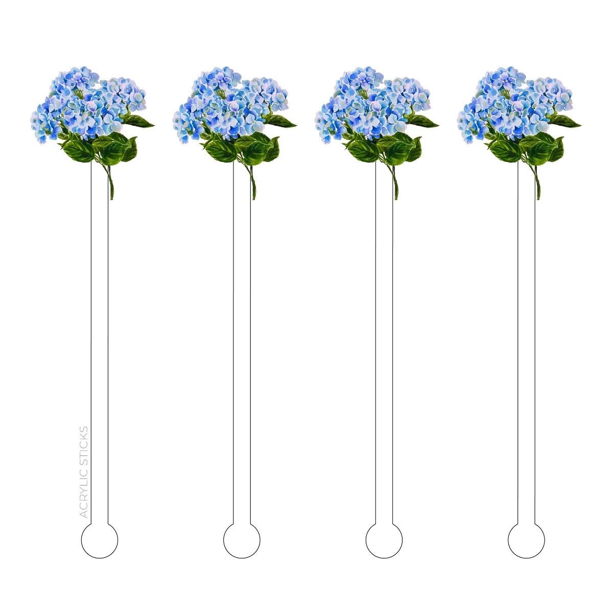 Blue Hydrangea Bloom Acrylic Stir Sticks | Emily McCarthy