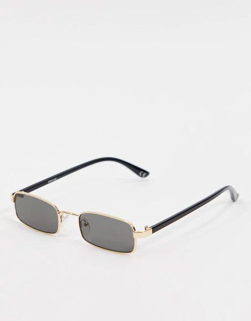 ASOS DESIGN – Goldene, rechteckige, kleine Metall-Sonnenbrille im Stil der 90er-Jahre | ASOS DE