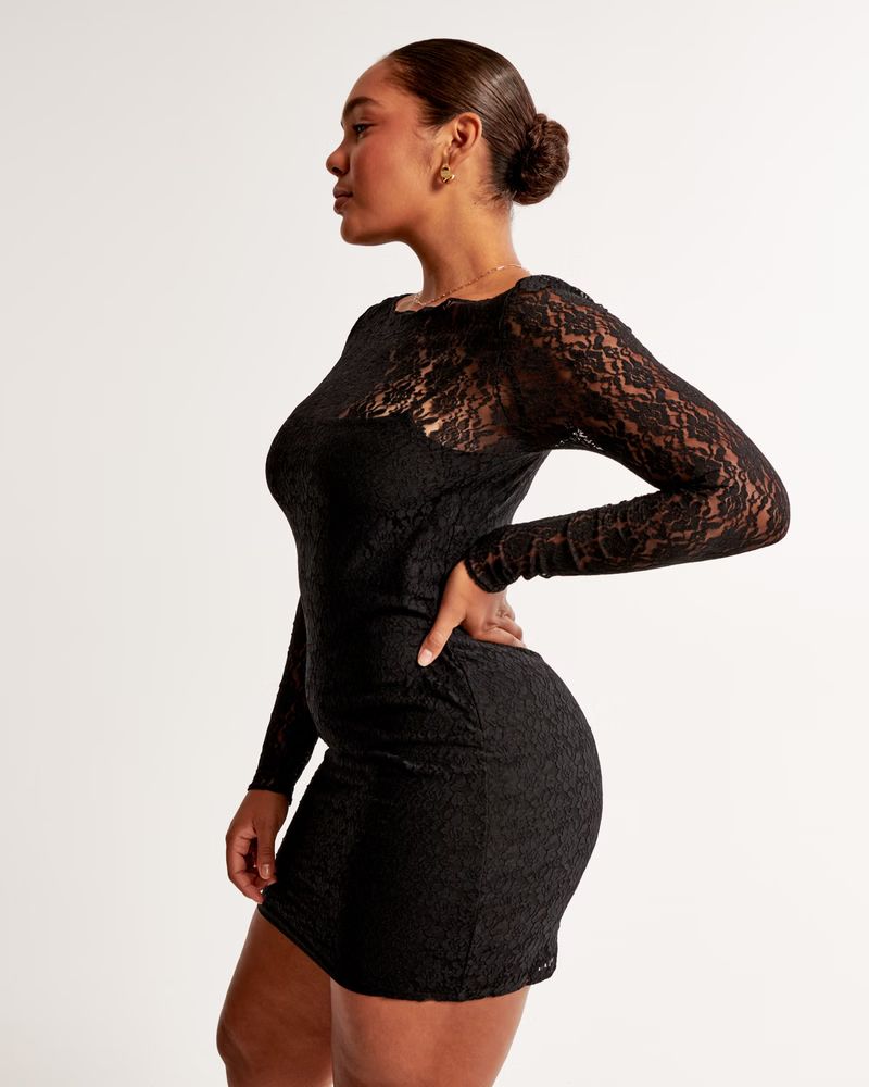 Women's Long-Sleeve Lace Mini Dress | Women's Dresses & Jumpsuits | Abercrombie.com | Abercrombie & Fitch (US)