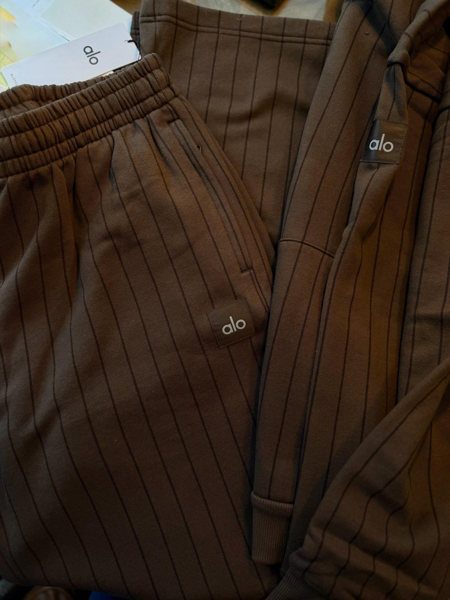 A moment for the pinstripes 🤎
Perfect, lounging or after workout set by @Alo Yoga 

#LTKootd #LTKfitnessgoals #LTKselfcare