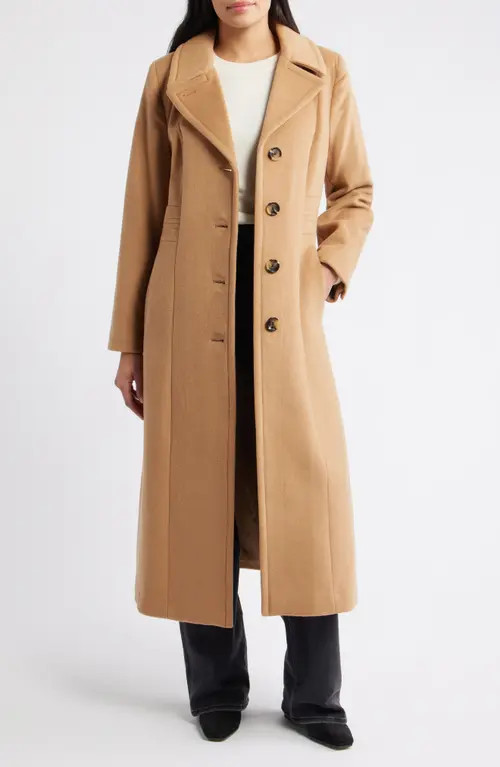 London Fog Wool Blend Longline Coat in Camel at Nordstrom, Size Medium | Nordstrom