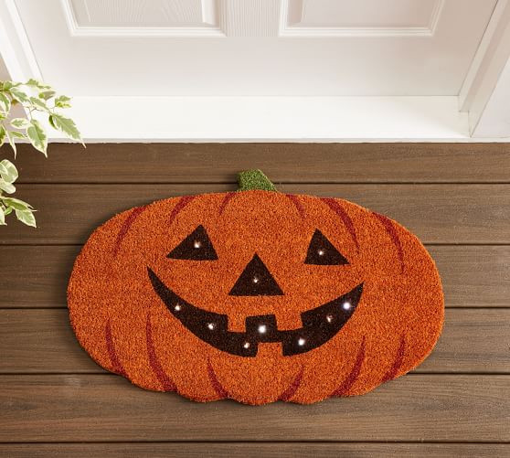 Carved Jack-o-Lantern Light Up Doormat | Pottery Barn (US)