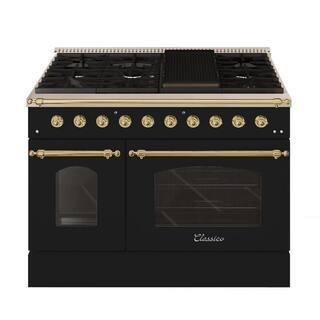 Hallman CLASSICO 48 in.TTL 6.7 Cu. ft. 8 Burner Freestanding Dual Fuel Range LP Gas StoveElectric... | The Home Depot