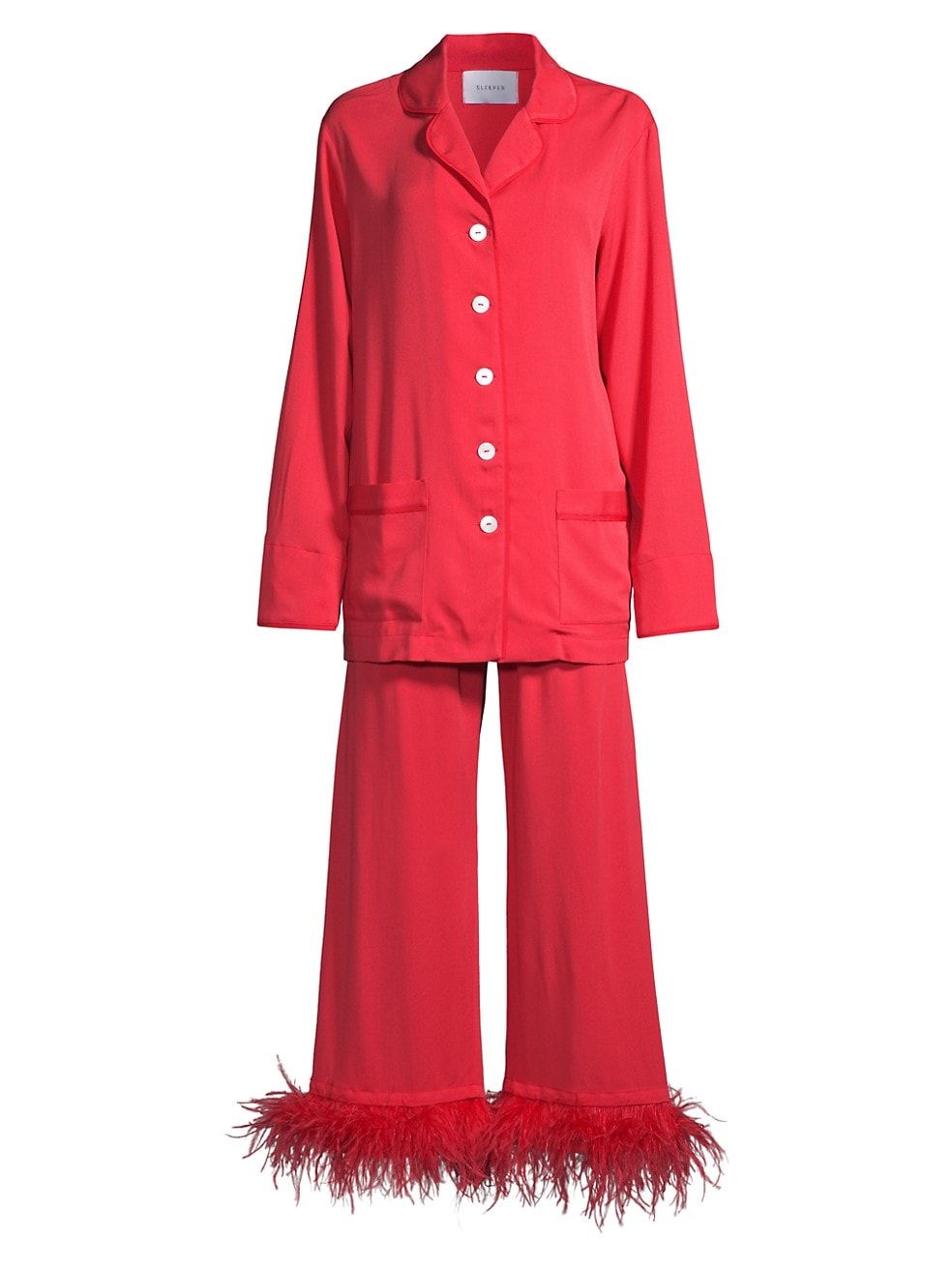 Sleeper Party Feather 2-Piece Long Pajama Set | Saks Fifth Avenue