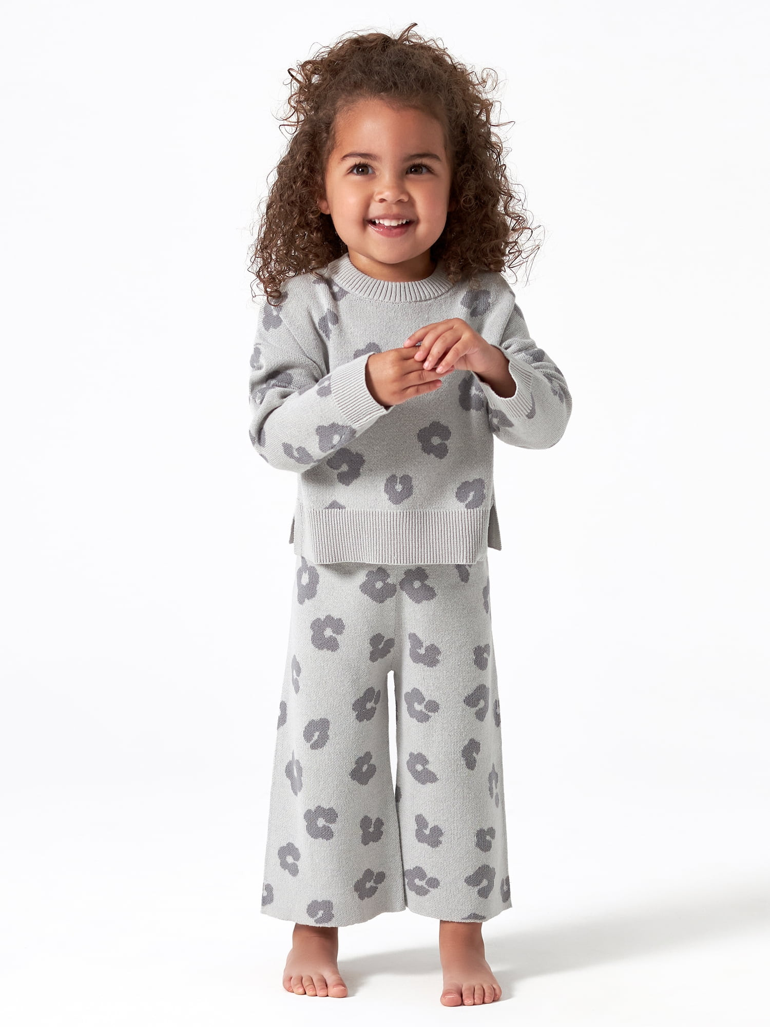Modern Moments by Gerber Baby & Toddler Girl Jacquard Sweater & Wide-Leg Pant, 2-Piece Outfit Set... | Walmart (US)