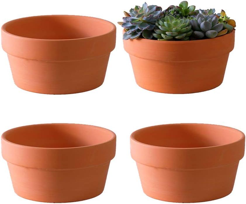 Yishang Terracotta Shallow Planters for Succulent - 7 Inch Cactus Plant Containers Indoor Garden ... | Amazon (US)