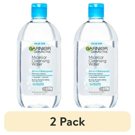 (2 pack) Garnier SkinActive Micellar Cleansing Water All in 1 Waterproof Makeup Remover, Face Cleanser, 23.7 fl oz | Walmart (US)