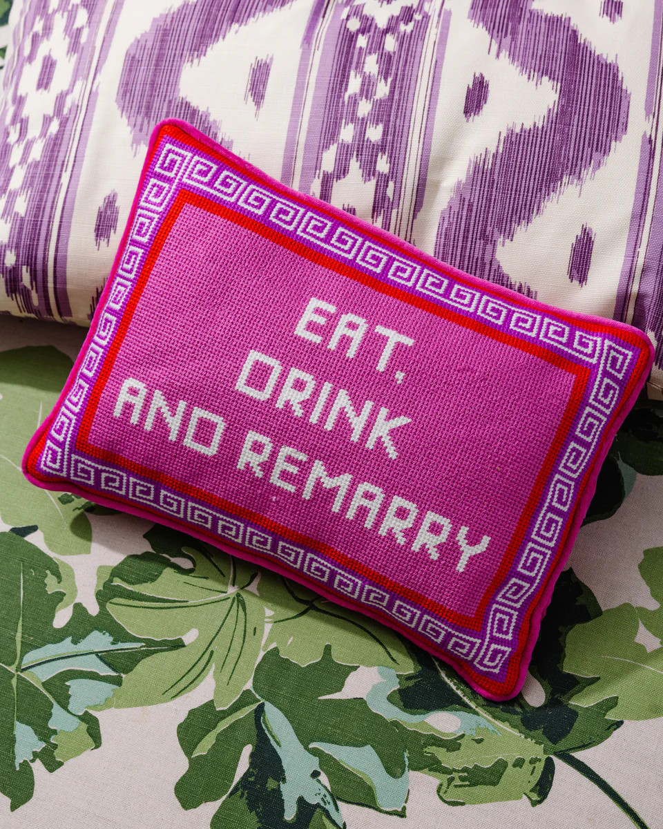 Furbish Studio - Eat Drink Remarry Needlepoint Pillow | Furbish Studio