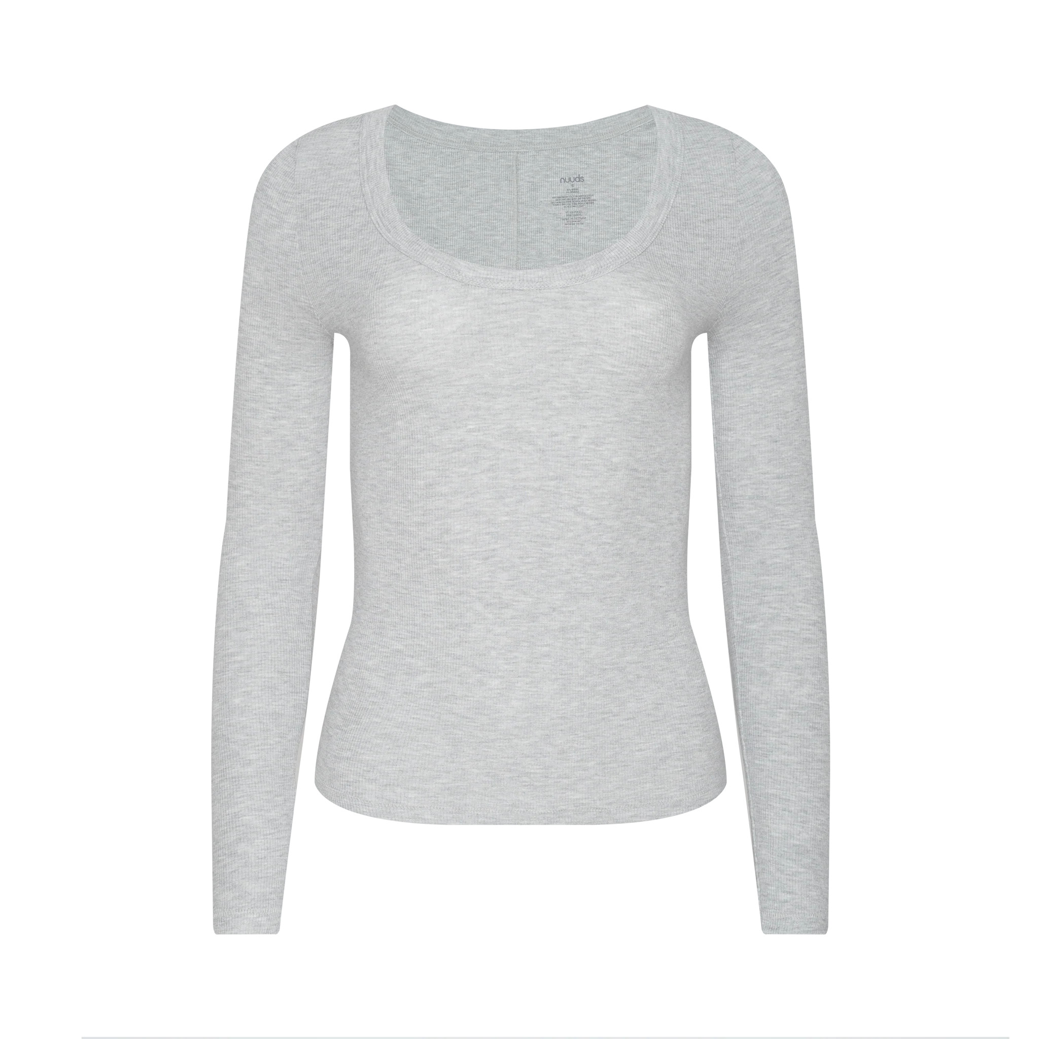Slinky Rib Scoop Neck Long Sleeve Shirt | nuuds