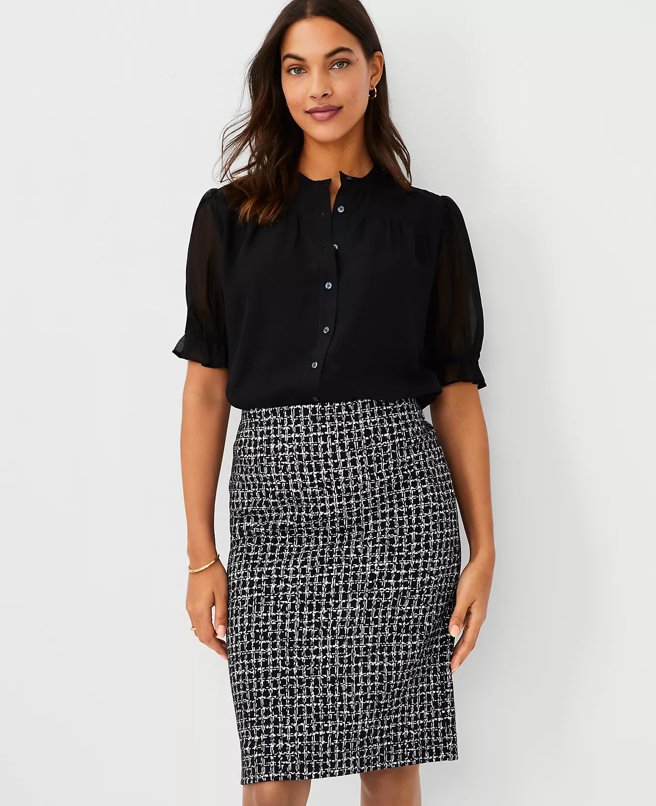 Chiffon Button Front Top | Ann Taylor (US)