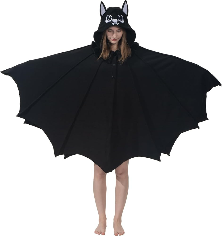 Cozy Bat Costume - Halloween Party Cosplay Hooded Blanket Cape with Bat Wings for Women and Men | Amazon (US)
