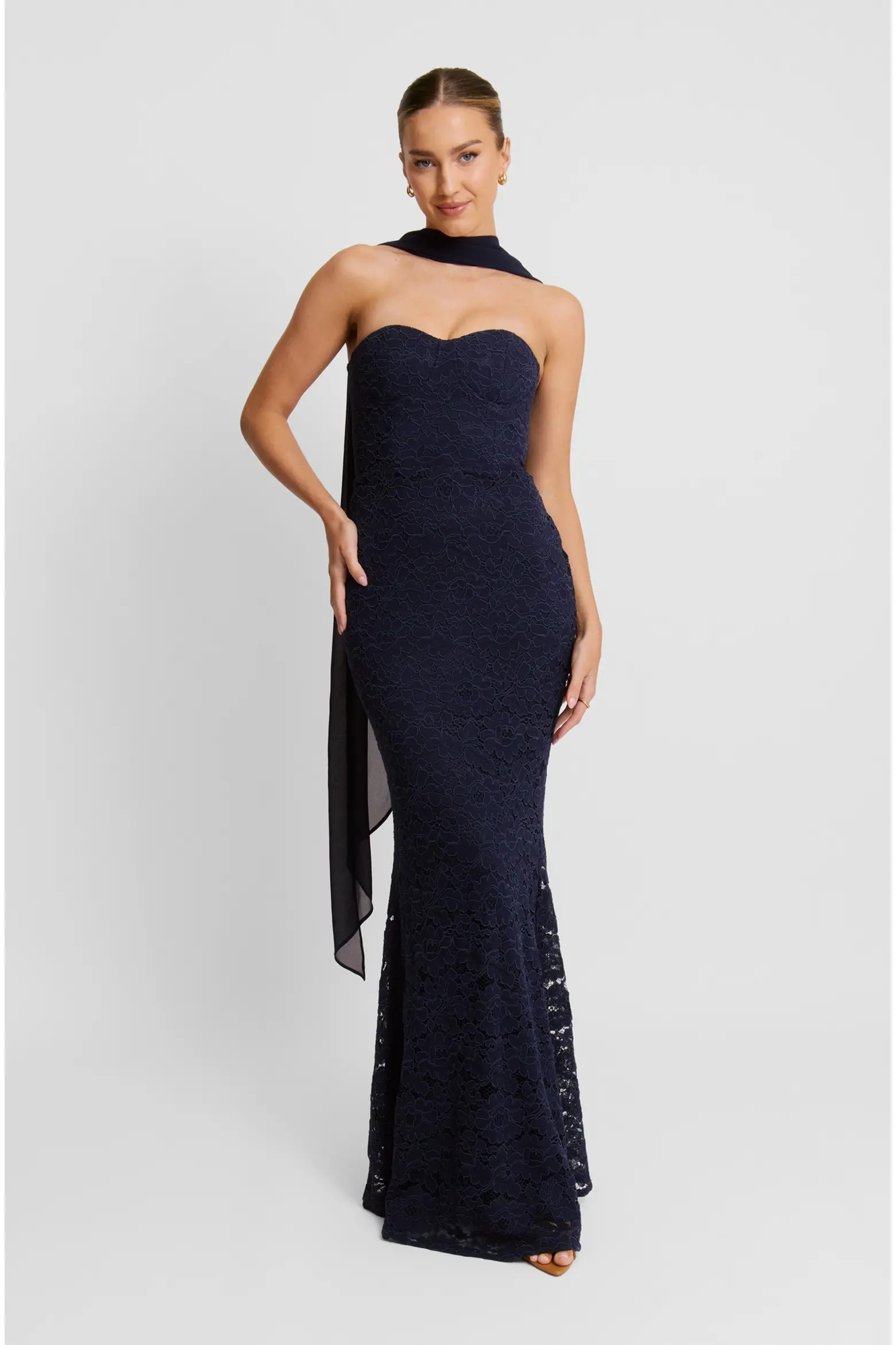 Lace Corset Maxi Dress With Neck Scarf (Women) | Nordstrom | Nordstrom