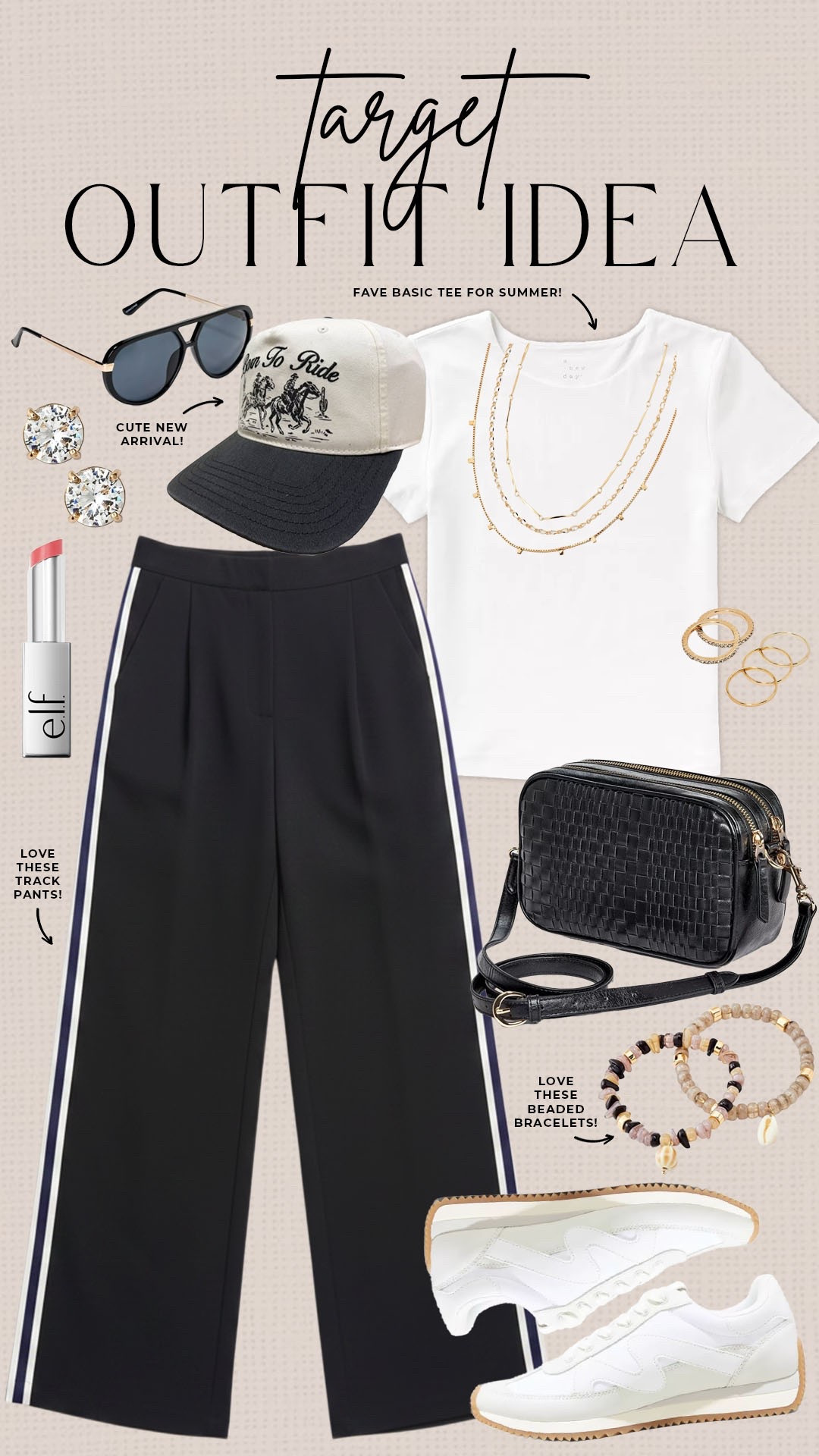 Comfy casual athleisure outfit for spring into summer! All from Target!

#targetfinds

Target finds. Target fashion. Target new arrivals. Target track pants. Target spring style. Target white basic tee. Target neutral summer style.

#LTKootd #LTKSeasonal #LTKActive