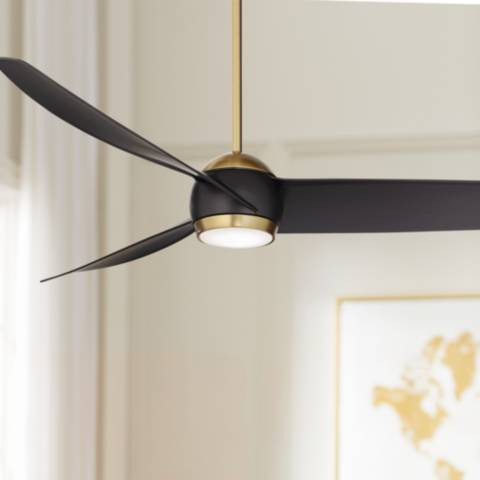 60" Possini Euro Stresa Brass and Matte Black LED Fan with Remote - #965C0 | Lamps Plus | Lamps Plus