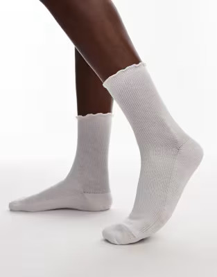 Topshop ribbed frill socks in white | ASOS (Global)