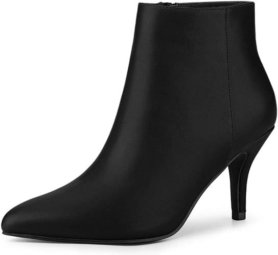Allegra K Women's Pointed Toe Zipper Stiletto Heel Ankle Boots | Amazon (US)