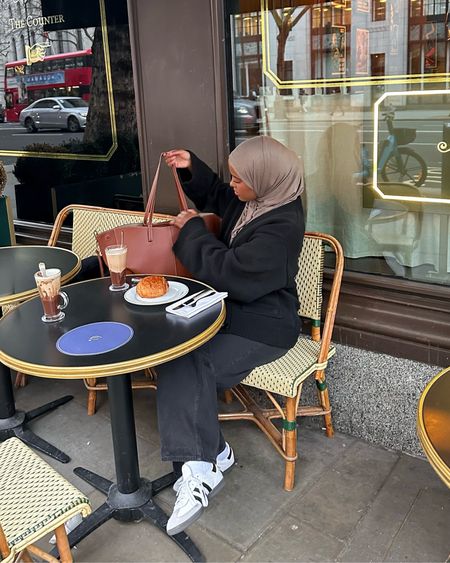 hijabi winter fashion inspo 🫶🏾 cardigan outfit, casual coffee date outfit