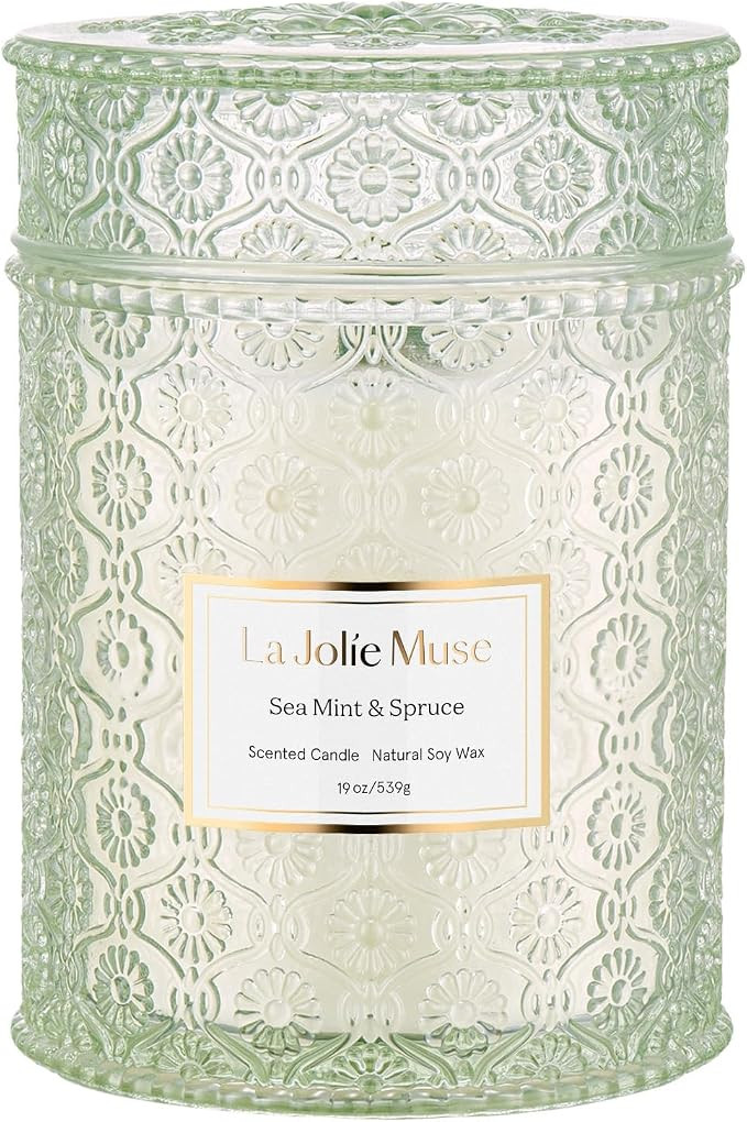 LA JOLIE MUSE Sea Mint & Spruce Scented Candle, 19 oz Wood Wicked Large Candle Gifts for Men&Wome... | Amazon (US)