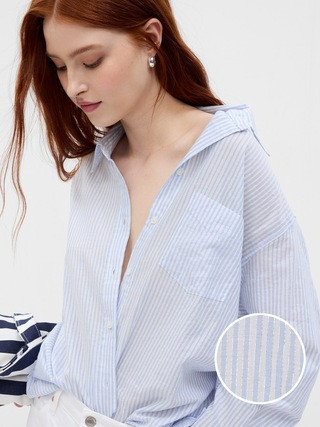 Metallic Stripe Big Shirt | Gap (US)