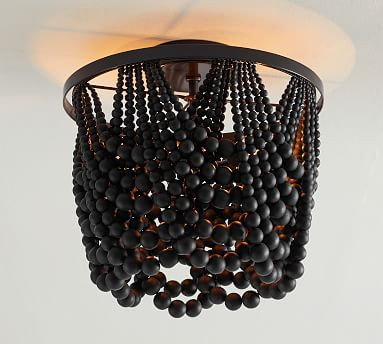 Amelia Wood Bead Flush Mount | Pottery Barn (US)