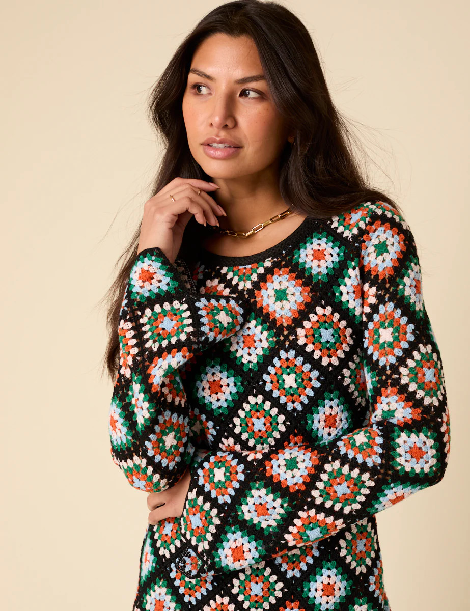 Poppy Delevingne Crochet Violet Mini Dress | Nobody's Child