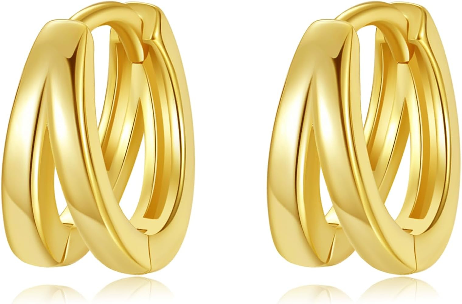 DAILY VIBES Small Gold Huggie Hoop Earrings for Women 14K Real Gold Plated Dainty Sterling Silver... | Amazon (US)