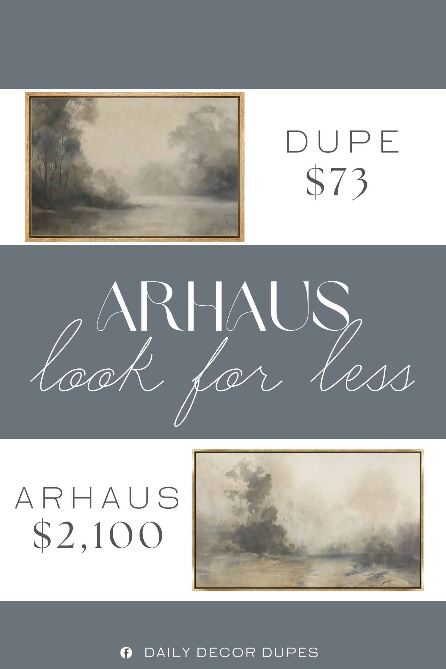 The Arhaus Calming Fog Gold-Framed Print features a soft misty landscape, muted neutral tones, and an elegant gold frame that creates a serene, collected feel. Its atmospheric artwork makes a beautiful addition to a living room, bedroom, entryway, or hallway, especially when layered with warm woods, textured fabrics, and neutral furnishings. A similar style at around $73 compared with the $2,100 designer piece shown makes it easier to bring sophisticated landscape art into your home without the higher price point. 🖼️✨🤍

Home more affordable option find similar look for less budget friendly affordable cheap cheaper beautiful pretty. Clearance sale coupon code discount code promo code luxury Inspo inspiration inspired by idea ideas Love like these? I share multiple every day in my FB group.
#ArhausInspired #CalmingFogPrint #LandscapeWallArt #GoldFramedArt #NeutralWallArt #LivingRoomDecor #BedroomWallArt #NatureInspiredDecor 

 #LTKHome