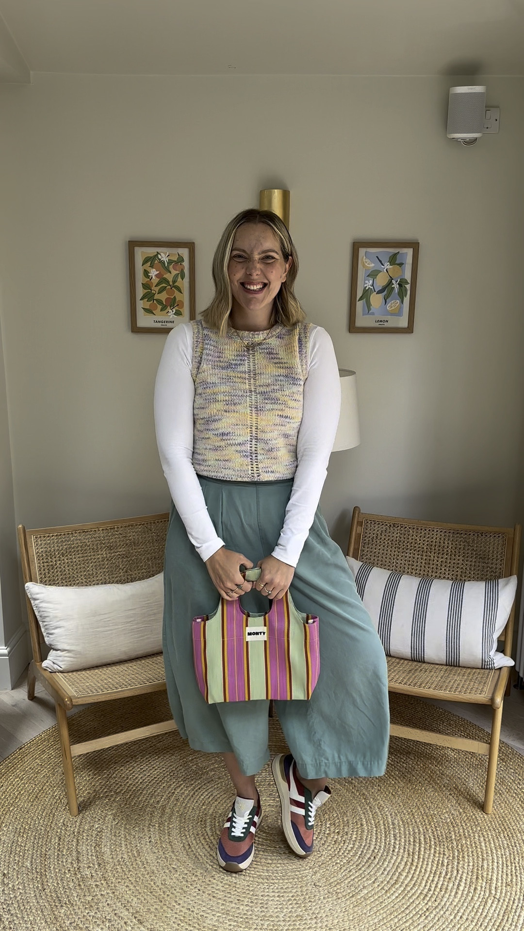 Summer to Autumn Transitional work outfit inspo.
Gola Trainers, Oliver Bonas culottes (size 12), ASOS white long sleeve top, Oliver Bonas knitted waistcoat (size 10), Monty Bag. Abbott Lyon necklace 

#LTKuk #LTKautumn #LTKeurope