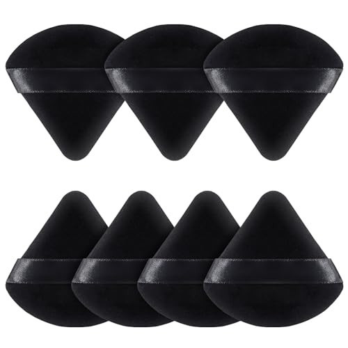 BEAKEY Triangle Powder Puffs for Face Powder Makeup Puff for Loose and Cosmetic Foundation, Wedge Shape Velour Cosmetic Cloud Kiss Makeup Sponges for Contouring, Beauty Tools 7pcs | Amazon (US)