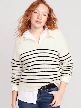 Striped Cozy Collared Sweater for Women | Old Navy (US)