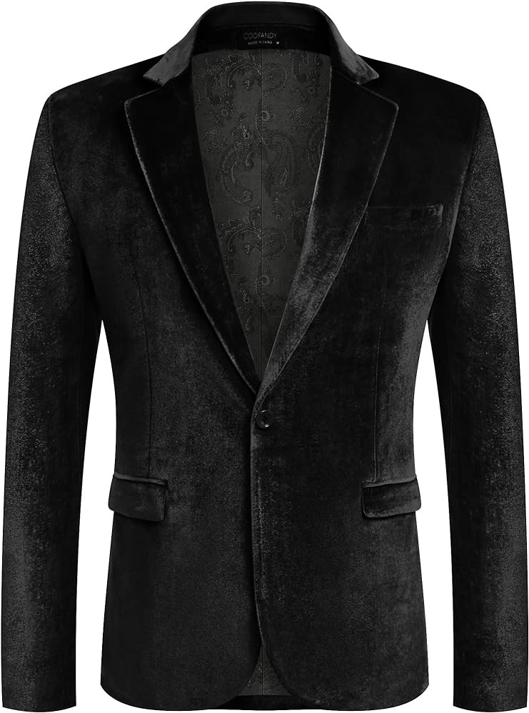 COOFANDY Men's Velvet Blazer Notched Lapel Velour Suit Jacket One Button Tuxedo Jackets for Weddi... | Amazon (US)