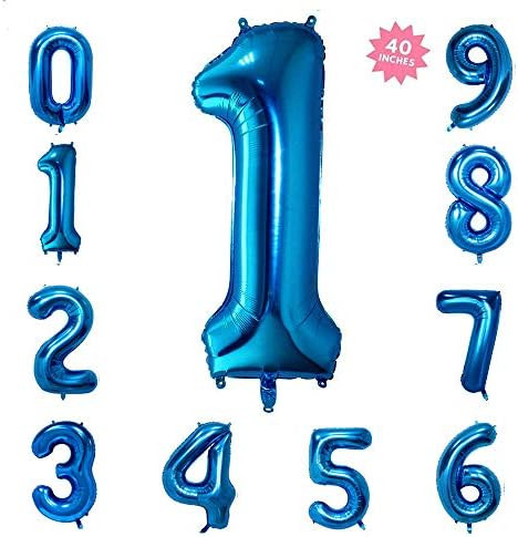 40 Inch Blue Jumbo Digital Number Balloons 1 Huge Giant Balloons Foil Mylar Balloons for Birthday... | Amazon (US)