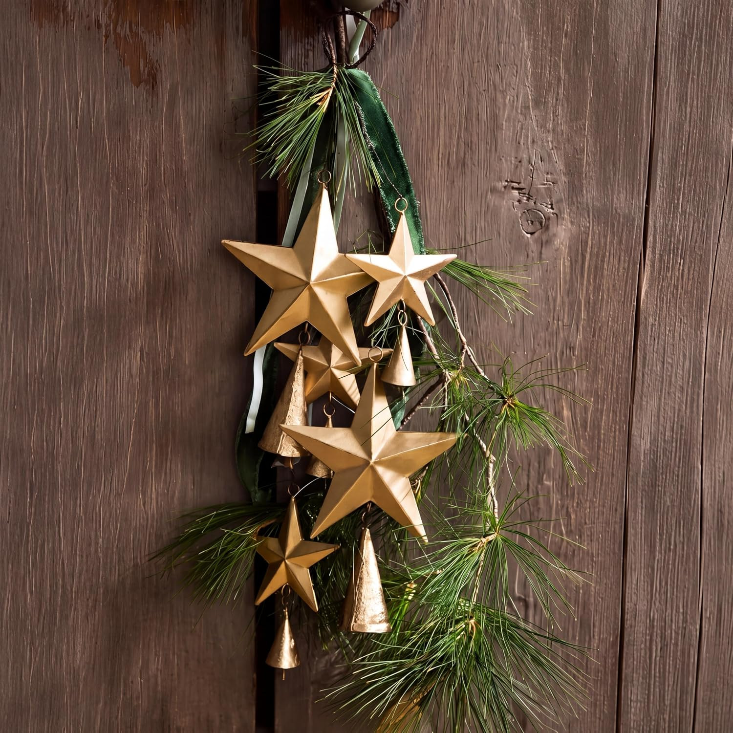 Novabright 15.7in Christmas Star and Bell Cluster Xmas Hanging Ornaments | Amazon (US)