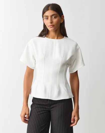 Tailored Waist Short Sleeve Blouse | Glassons (Australia)