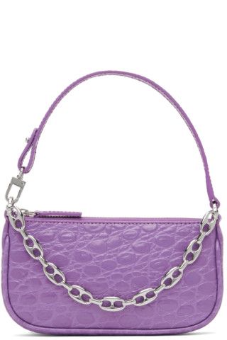 Purple Croc Rachel Mini Bag | SSENSE