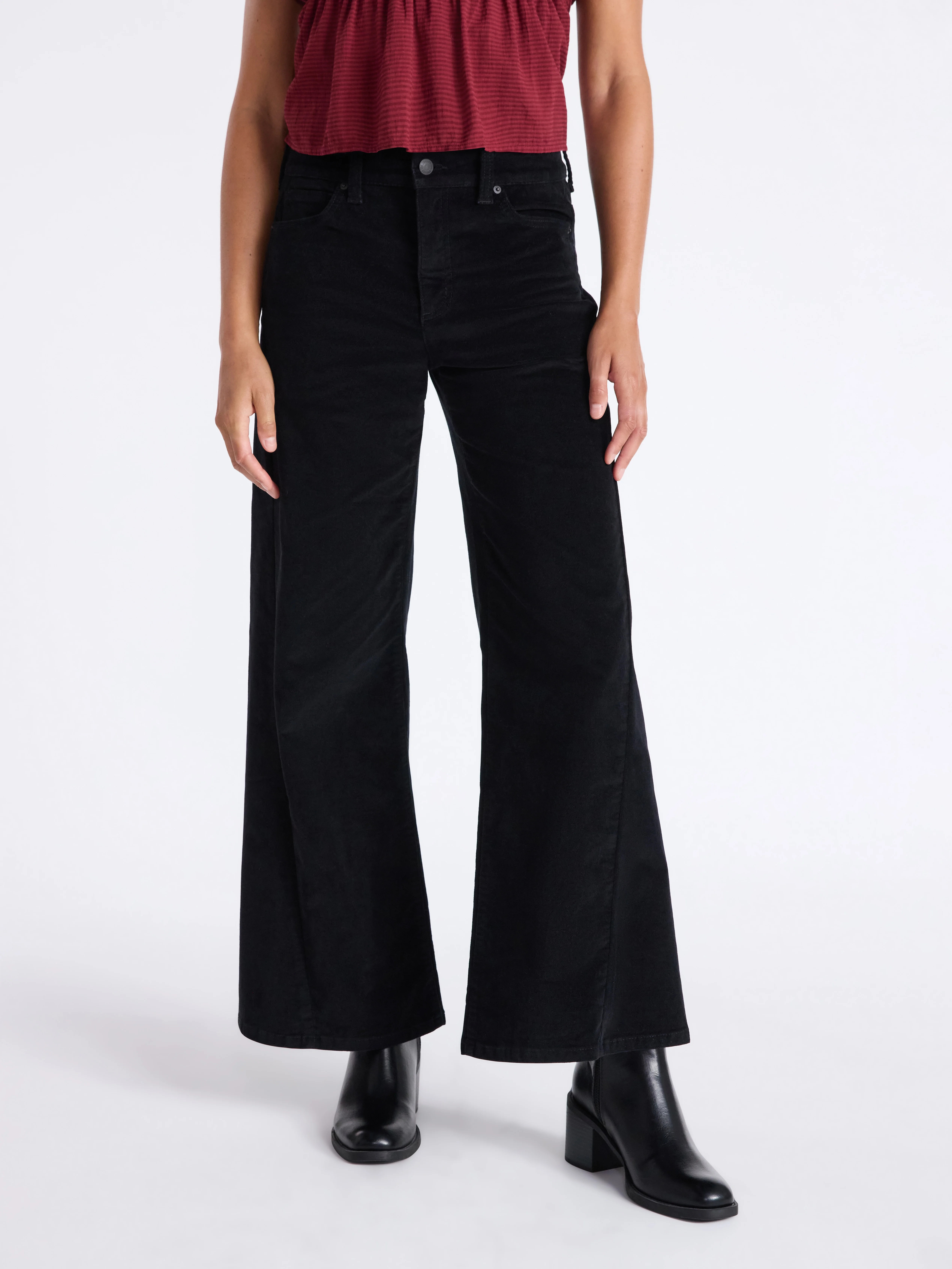 Time and Tru Women's Velvet Wide Leg Pants, 32" Inseam, Size 0-20 | Walmart (US)