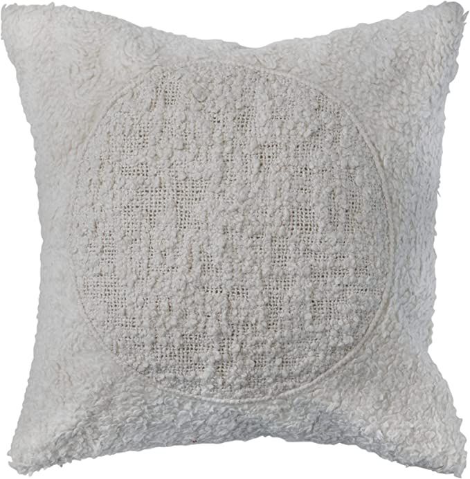 Bloomingville Modern Cotton Sherpa Throw Stitched Circle, Ivory Pillow Cover | Amazon (US)