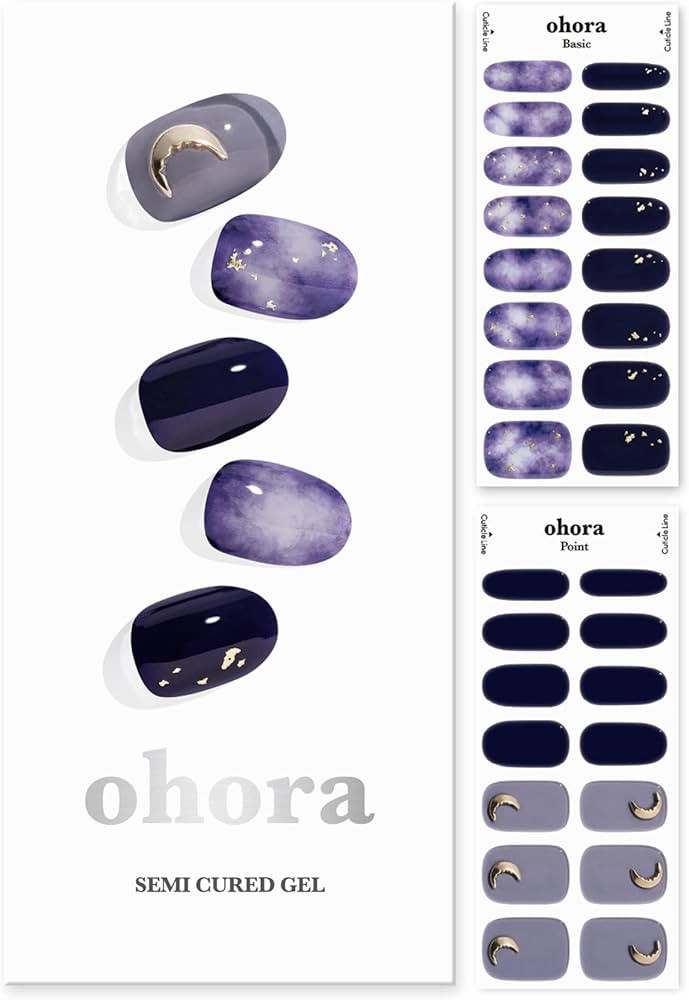 ohora Semi Cured Gel Nail Strips (N Lunar Eclipse) - Works with Any Nail Lamps, Salon-Quality, Lo... | Amazon (US)