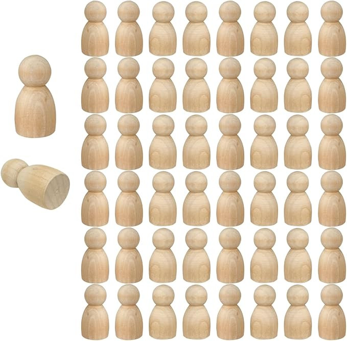50 Pieces Wood Peg Dolls Unfinished Wooden People Craft Blank Family Figures 15/16 x 1-3/4 inch | Amazon (US)